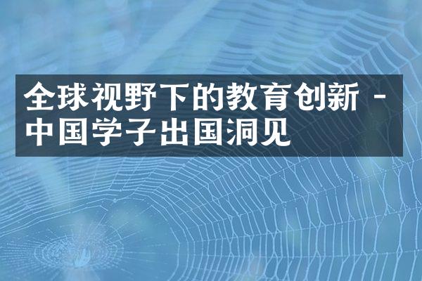 全球视野下的教育创新 - 中国学子出国洞见