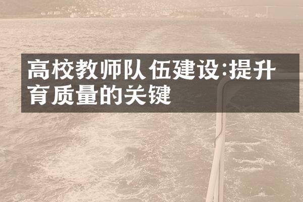 高校教师队伍建设:提升教育质量的关键