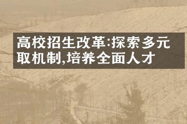 高校招生:探索多元录取机制,培养全面人才