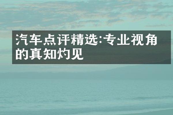 汽车点评精选:专业视角下的真知灼见