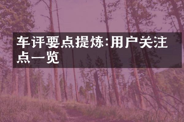 车评要点提炼:用户关注焦点一览