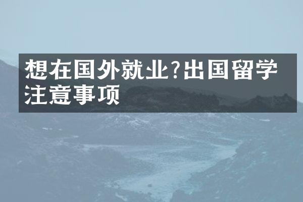 想在国外就业?出国留学前注意事项