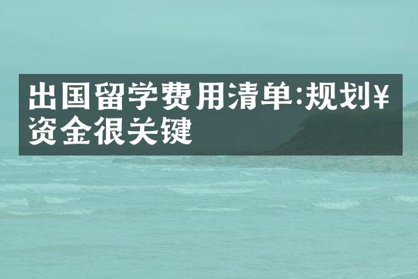 出国留学费用清单:规划好资金很关键