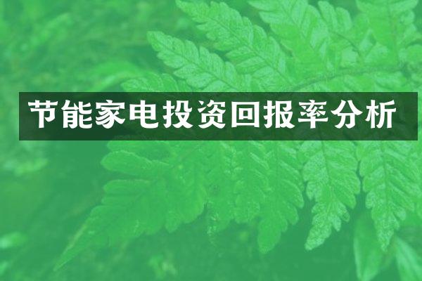 节能家电投资回报率分析