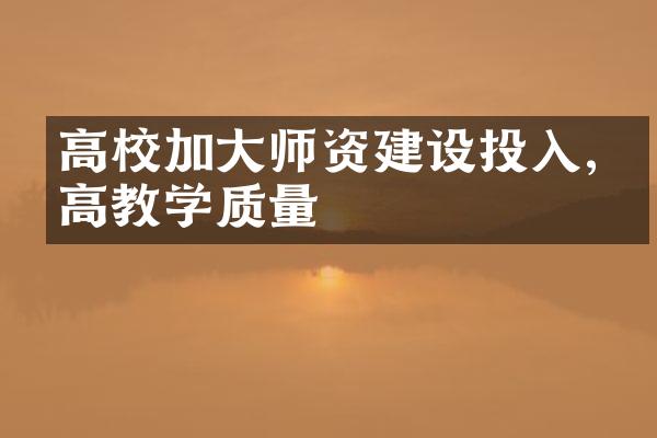 高校加大师资建设投入,提高教学质量