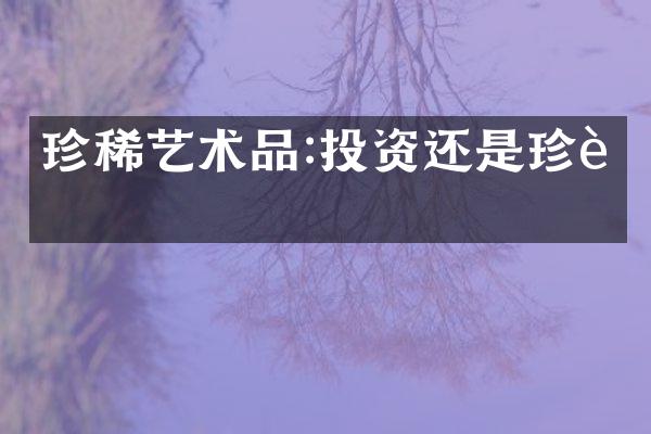 珍稀艺术品:投资还是珍藏