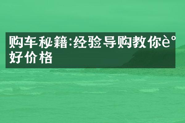 购车秘籍:经验导购教你谈好价格