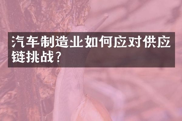 汽车制造业如何应对供应链挑战?