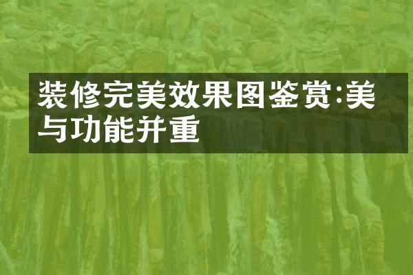 装修完美效果图鉴赏:美学与功能并重