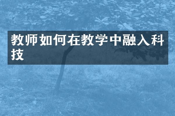 教师如何在教学中融入科技