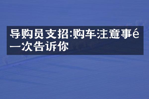 导购员支招:购车注意事项一次告诉你