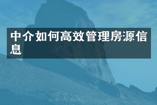 中介如何高效管理房源信息