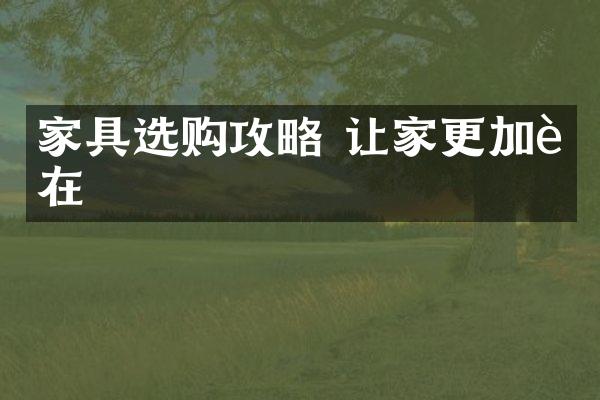 家具选购攻略 让家更加自在