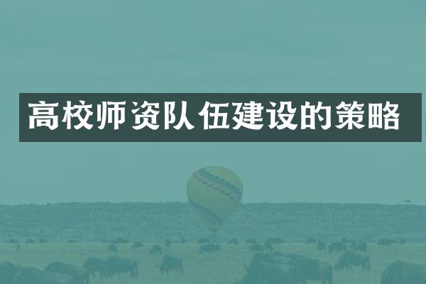 高校师资队伍建设的策略