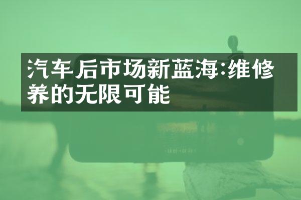 汽车后市场新蓝海:维修保养的无限可能