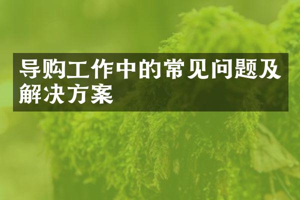 导购工作中的常见问题及解决方案