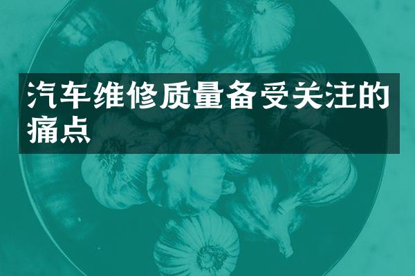 汽车维修质量备受关注的痛点