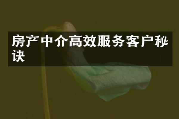 房产中介高效服务客户秘诀