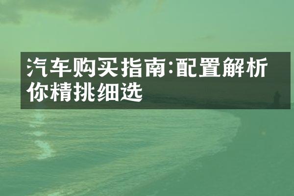 汽车购买指南:配置解析助你精挑细选