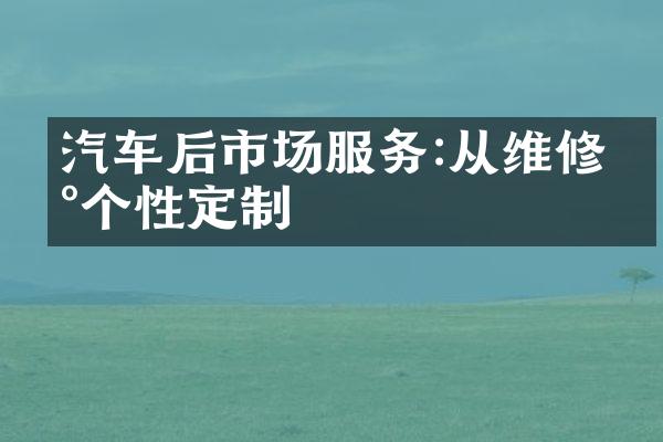 汽车后市场服务:从维修到个性定制