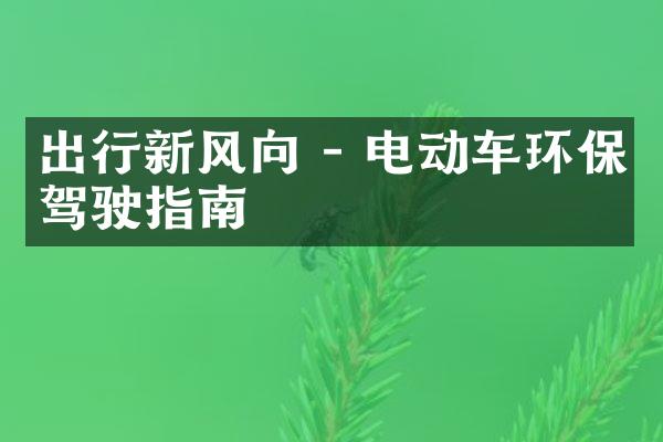 出行新风向 - 电动车环保驾驶指南