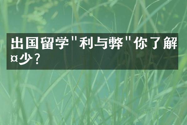 出国留学"利与弊"你了解多少?