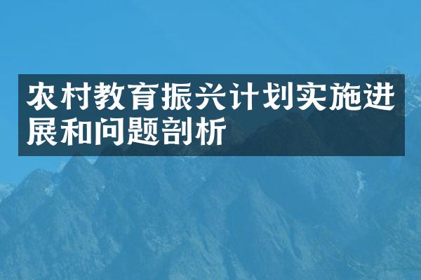 农村教育振兴计划实施进展和问题剖析