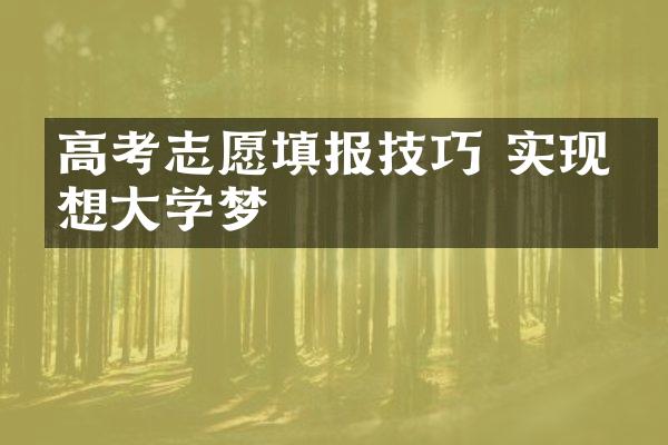 高考志愿填报技巧 实现理想大学梦