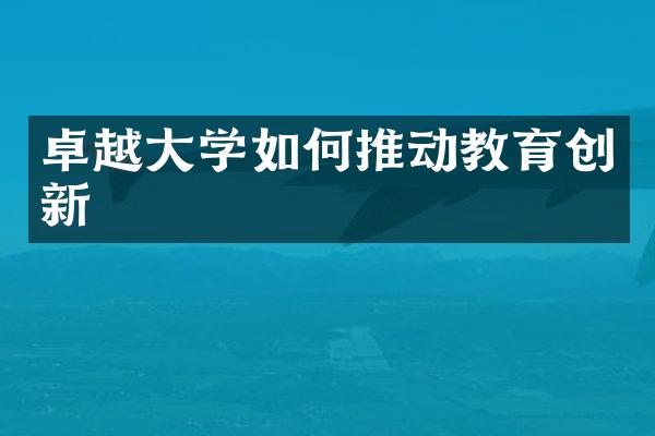 卓越大学如何推动教育创新