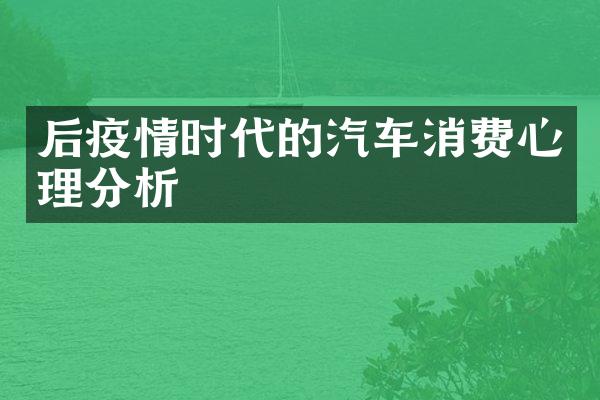 后疫情时代的汽车消费心理分析