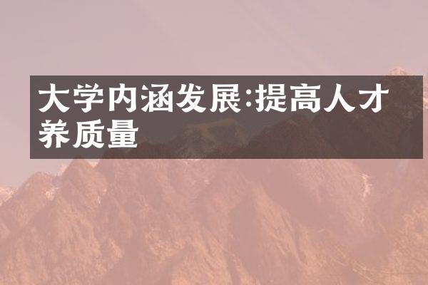 大学内涵发展:提高人才培养质量