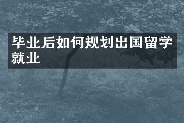 毕业后如何规划出国留学就业