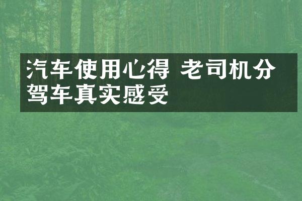 汽车使用心得 老司机分享驾车真实感受