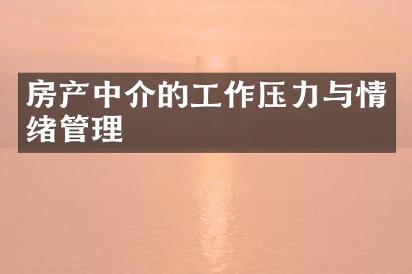 房产中介的工作压力与情绪管理