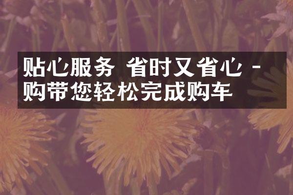 贴心服务 时又心 - 导购带您轻松完成购车