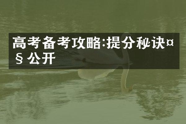 高考备考攻略:提分秘诀大公开