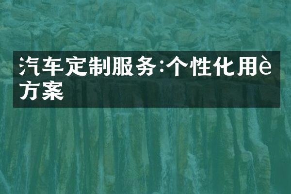 汽车定制服务:个性化用车方案