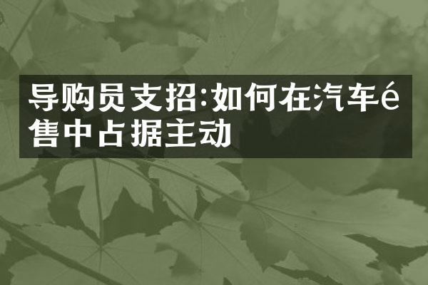 导购员支招:如何在汽车销售中占据主动