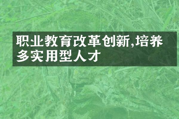 职业教育改革创新,培养更多实用型人才