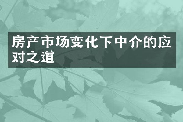 房产市场变化下中介的应对之道