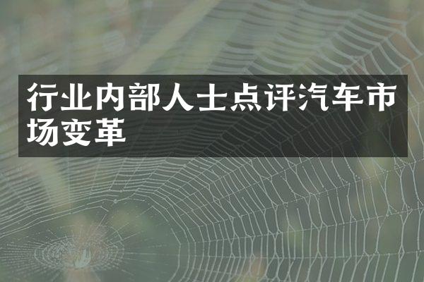 行业内部人士点评汽车市场变革