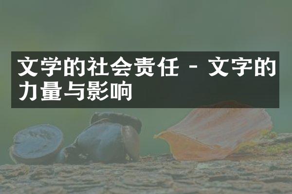 文学的社会责任 - 文字的力量与影响