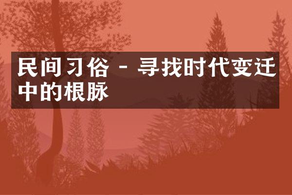 民间习俗 - 寻找时代变迁中的根脉