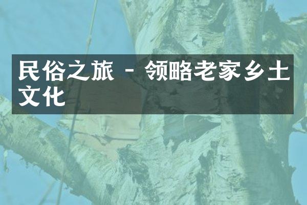 民俗之旅 - 领略老家乡土文化