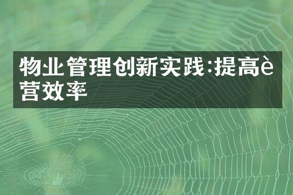 物业管理创新实践:提高运营效率