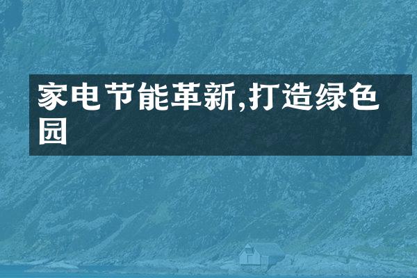 家电节能革新,打造绿色家园