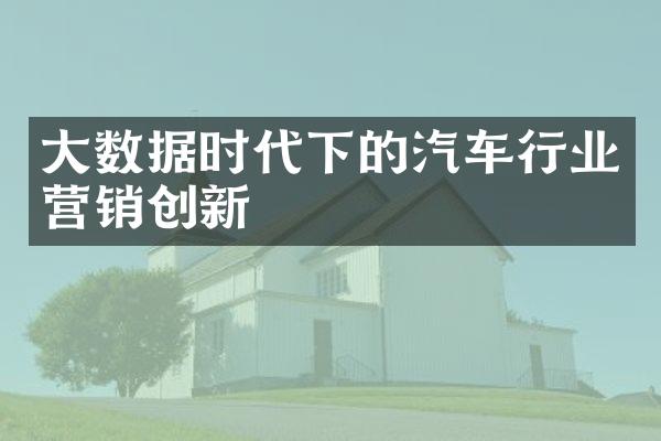 大数据时代下的汽车行业营销创新