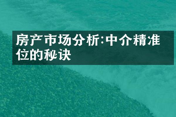 房产市场分析:中介精准定位的秘诀