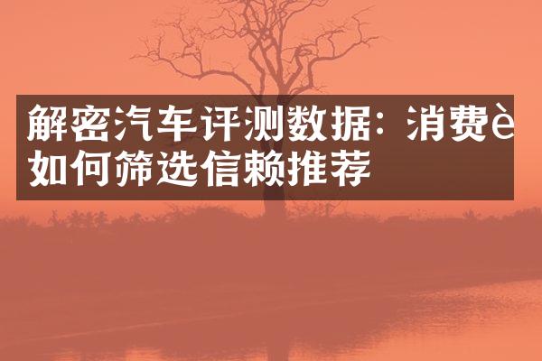 解密汽车评测数据: 消费者如何筛选信赖推荐