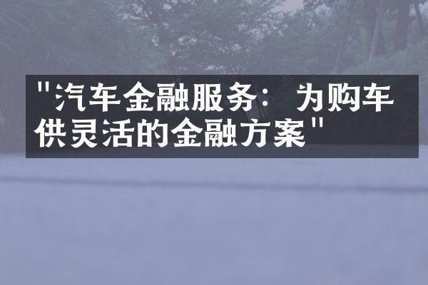 "汽车金融服务：为购车提供灵活的金融方案"